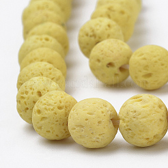 合成溶岩岩ビーズ連売り  染め  ラウンド  シャンパンイエロー  8~8.5mm  穴：1mm  約47個/連  14.96インチ（38cm）&nbsp;G-S277-8mm-18
