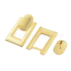 女性用304ステンレススチールスタッドピアス  18KGP本金メッキ  長方形  40x22mm  ピン：0.7mm&nbsp;EJEW-S238-01A
