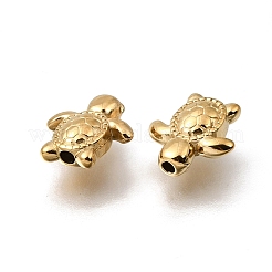 304ステンレススチールスペーサービーズ  イオンプレーティング（ip）  18KGP本金メッキ  カメ  10x9.5x4mm  穴：1.4mm&nbsp;X-STAS-L315-078G-04