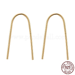 925スターリングシルバーピアスフック  ゴールドカラー  20x13.5mm  ピン：1mm&nbsp;STER-G014-01G