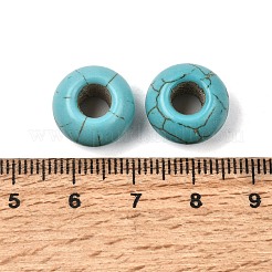合成ターコイズヨーロッパのビーズ  大穴ビーズ  染め  ロンデル  ターコイズ  13~14x8~8.5mm  穴：5~6mm&nbsp;TURQ-S283-34A