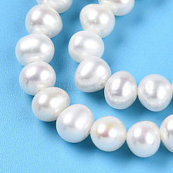 天然養殖淡水パールビーズ連売り  ポテト  乳白色  4.5~5x5.5~6x5~5.5mm  穴：0.6mm  約73~74個/連  14.57~14.80''（37~37.6センチメートル）&nbsp;PEAR-N016-05B