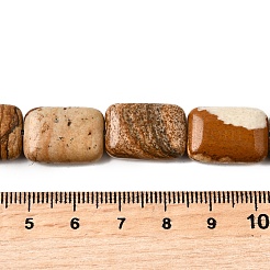 天然石ピクチャージャスパービーズ連売り  長方形  18x13x5.5mm  穴：1mm  約11個/連  7.68''~7.87''（19.5~20センチメートル）&nbsp;G-S386-A14