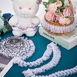 8ヤードのポリエステルプリーツレーストリム  衣服アクセサリー用のフリルレースリボン  ホワイト  1-5/8インチ（40mm）&nbsp;OCOR-WH0080-87A