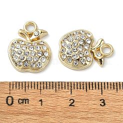 ゴールデンラックメッキ合金ラインストーンペンダント  ニッケルフリー  アップルチャーム  クリスタル  18.5x14.5x4mm  穴：2.5mm&nbsp;PALLOY-F308-22G-03
