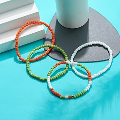 女性用4色ガラスビーズストレッチブレスレットセット4個。  ミックスカラー  内径：2-1/4インチ（5.8cm）  1pc /カラー&nbsp;BJEW-JB08805