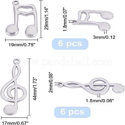 304ステンレスペンダント  音符  ステンレス鋼色  29x19x3mm  穴：1.8mm  12個/箱&nbsp;STAS-UN0012-91P