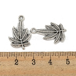 合金のチベット風チャーム  葉形  カドミウムフリー＆鉛フリー  アンティークシルバー  21.8x13.6x2mm  穴：2mm  約454個/500g&nbsp;TIBEP-Q043-316-RS