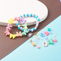 子供のためのDIYジュエリー製作キット  不透明および透明なアクリルビーズを含む  ポリスチレンプラスチックビーズ  アクリルフレームコネクター  亜鉛合金カニカン  鉄パーツ  プラスチック製ピアスキャッチ  ミックスカラー  ビーズ：775~777個/セット&nbsp;DIY-YW0003-63
