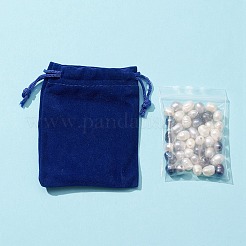 40個 3色 天然養殖淡水パール ルースビーズ  長方形のベルベットポーチ付き  オーバル  ミックスカラー  7~10x7~8mm  穴：1.8mm&nbsp;PEAR-FS0001-01