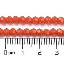 不透明ガラスビーズスタンド  ファセット（32ファセット）  ラウンド  レッド  4mm  穴：0.7mm  約87~93個/連  32~33cm&nbsp;EGLA-A035-P4mm-D03