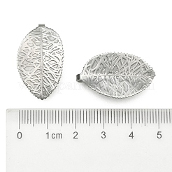 変色しにくい304ステンレススチールのリーフペンダント  ステンレス鋼色  28x17.5x1mm  穴：3mm&nbsp;STAS-S040-07P