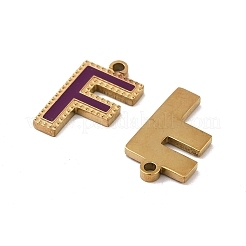 イオンプレーティング（IP）316ステンレスペンダント  ニッケルフリー  エナメル  レターチャーム  18KGP本金メッキ  文字F  17x10x2mm  穴：1.4mm&nbsp;STAS-U014-28G-06