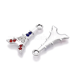 ラックメッキ合金ペンダント  ラインストーン付き  エッフェル塔  ミックスカラー  21.5x12.5x2mm  穴：2mm&nbsp;FIND-N005-26P-02