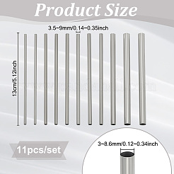 炭素鋼棒  ステンレス鋼色  130x3.5~9mm  内径：3~8.6mm  11個/セット&nbsp;AJEW-WH0314-904C