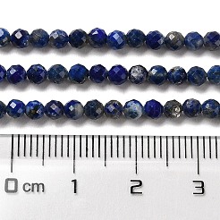 天然石ラピスラズリビーズ連売り  多面カット  ラウンド  3mm  穴：0.6mm  約122~124個/連  15.35''（39~39.5センチメートル）&nbsp;G-Z035-A01-02B