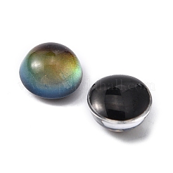 半透明のガラスカボション  変化する色の雰囲気のカボション  半円/ドーム  ブラック  10x6.5mm  10個/袋&nbsp;GLAA-YW0001-50