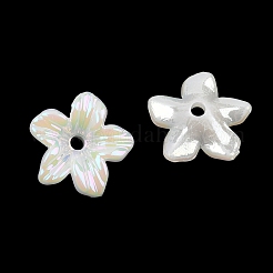 UVメッキ不透明アクリルビーズキャップ  虹色の  5  - 花びらの花  ミックスカラー  11x3.5mm  穴：1.2mm&nbsp;OACR-K001-40