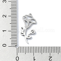 変色しない304ステンレススチールペンダント  レーザー切断  花のチャーム  ステンレス鋼色  20x10.5x1mm  穴：0.8mm&nbsp;STAS-C097-26P