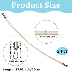 丸型PUイミテーションレザーバッグハンドル  合金回転式ナスカン付き  プラチナ  ベージュ  608x9.5mm&nbsp;FIND-WH20023-029P-01