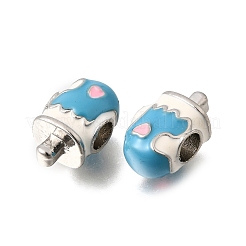 合金エナメルヨーロピアンビーズ  大穴ビーズ  アイスクリーム  空色  プラチナ  15.5x9x8.5mm  穴：4.5mm&nbsp;MPDL-F020-02P