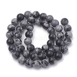 合成スノーフレーク黒曜石ビーズ連売り  ラウンド  8mm  穴：1mm  約48個/連  15.5インチ&nbsp;X-G-R342-8mm-21