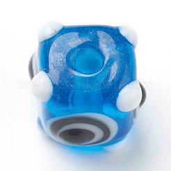 手作りのでこぼこランプワークビーズ  目の正方形  カラフル  9~9.5x9~9.5mm  穴：2mm  約20個/連  7.09インチ（18.0cm）&nbsp;LAMP-J092-03A