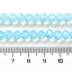ベーキングペイント透明ガラスビーズ連売り  模造オパール  多面カット  ラウンド  ディープスカイブルー  6x5mm  穴：1.3mm  約80~85個/連  38~40cm&nbsp;DGLA-A034-J6MM-D08