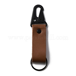 牛革レザーキーホルダー  亜鉛合金クラスプ付き  キャメル  12.8x3.1x0.7cm&nbsp;KEYC-WH0027-70B