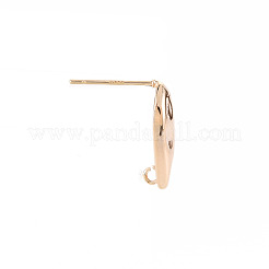 真鍮製のピアスパーツ  カン付き  ニッケルフリー  18KGP本金メッキ  16.5x7.5mm  穴：1.4mm  ピン：0.7mm&nbsp;X-KK-S356-441-NF