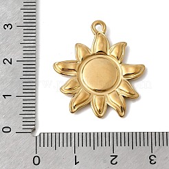 304ステンレススチールエナメルペンダント  ひまわりチャーム  グリッターパウダー付き  鉛フリー＆カドミウムフリー＆ニッケルフリー  ゴールドカラー  27.5x24.5x2mm  穴：1.6mm&nbsp;STAS-H247-12G