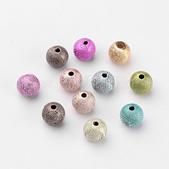スプレープリントアクリルビーズ  マットなスタイル  ラウンド  ミックスカラー  サイズ：直径約8mm  穴：1mm  約2160個/500g&nbsp;PB24P9284