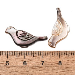 天然の黒リップシェル彫刻カボション  ピジョン  ブラック  10x25x1.5mm&nbsp;SHEL-G024-06