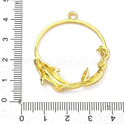 海をテーマにした合金製オープンバックベゼルペンダント  UVレジンDIY用  エポキシ樹脂  プレスジュエリー  長持ちメッキ  ゴールドカラー  イルカ  39.5x34.5x4mm  穴：2.2mm&nbsp;PALLOY-F321-03D-G