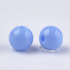 不透明なプラスチックビーズ  ラウンド  コーンフラワーブルー  6x5.5mm  穴：1.8mm  約4790個/500g&nbsp;KY-T005-6mm-623