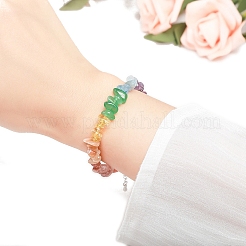 天然混合宝石チップビーズブレスレット  鉄パーツ  女性のためのチャクラジュエリー  5~8mm&nbsp;PW-WG90FB9-01
