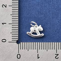 スターリングシルバーのロッキングホースチャーム925個  丸カンとスタンプ925個付き  銀  7x9.5x2mm  穴：3mm&nbsp;STER-A048-04S