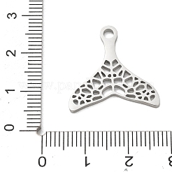 304ステンレスペンダント  フィッシュテールチャーム  切り取る  ステンレス鋼色  21x21x1.3mm  穴：2.5mm&nbsp;SA-CBAAC28-07P