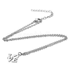 変色しにくい201ステンレススチールペンダントネックレス  単語の愛  ステンレス鋼色  16.3インチ（40cm）x1mm&nbsp;LS-NJEW-S063-TN460-1