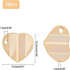 真鍮製チャーム20個  ハート  18KGP本金メッキ  12.5x15.5x1.5mm  穴：1.5mm&nbsp;KK-FH0002-52