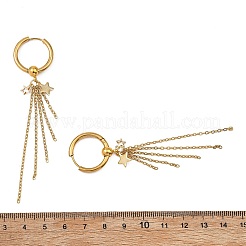 女性用304ステンレススチール製フープピアス（3ペア、3スタイル）  アズキチェーンチャーム  ゴールドカラー  混合図形  90x20~21x2.5mm  約1個/スタイル&nbsp;EJEW-JE07102