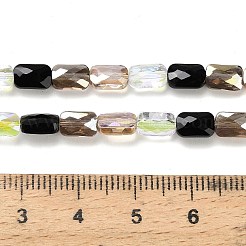 電気メッキガラスビーズセット  長方形  多面カット  ブラック  7x4x3mm  穴：0.8mm  約60~61個/連  15.75''~16.02''（40~40.7センチメートル）&nbsp;EGLA-P068-01A-02