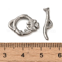 変色しない304ステンレススチールのトグル留め具  ステンレス鋼色  リング：17.5x13.5x2.5mm  穴：3x1mm  バー：5x20x2mm  穴：2x1.5mm&nbsp;STAS-Q324-14P