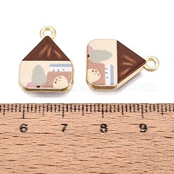 プリント合金ペンダント  ラックめっき  サドルブラウンのハウスチャーム  カドミウムフリー＆ニッケルフリー＆鉛フリー  ゴールドカラー  19x14x3mm  穴：1.8mm&nbsp;PALLOY-SZC0008-01D