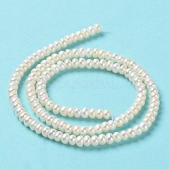 天然養殖淡水パールビーズ連売り  グレード6 A  ロンデル  リネン  3.8~4.2x2.5~3mm  穴：0.7mm  約131~135個/連  15.04''（38.2センチメートル）&nbsp;PEAR-J007-42