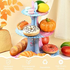 3段紙ケーキディスプレイスタンド  赤ちゃんの性別お披露目パーティーの記念品  ショッキングピンク  299x305mm  1セット&nbsp;AJEW-CJ0001-52