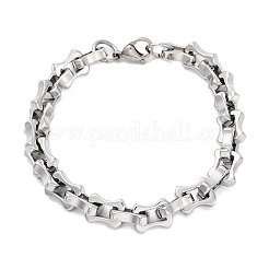 304ステンレススチール長方形リンクチェーンブレスレット女性男性用  ステンレス鋼色  8-1/2インチ（21.7cm）&nbsp;BJEW-R018-20P