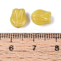 ガラスビーズ  チューリップ  ゴールドライン入り  ダークカーキ  8.5~9x7~7.5x5mm  穴：0.9~1mm&nbsp;GLAA-T021-76M-03