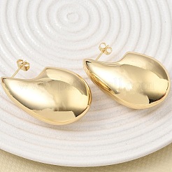 女性のための真鍮のスタッドピアス  ティアドロップ  14KGP本金メッキ  43x29x17mm&nbsp;KK-CBAD851-15G