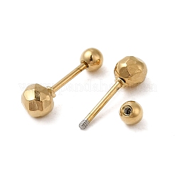 304ステンレススチール製ファセットボールスタッドピアス（女性用）  18KGP本金メッキ  13.5x4mm  ピン：0.8mm&nbsp;EJEW-Q781-17G